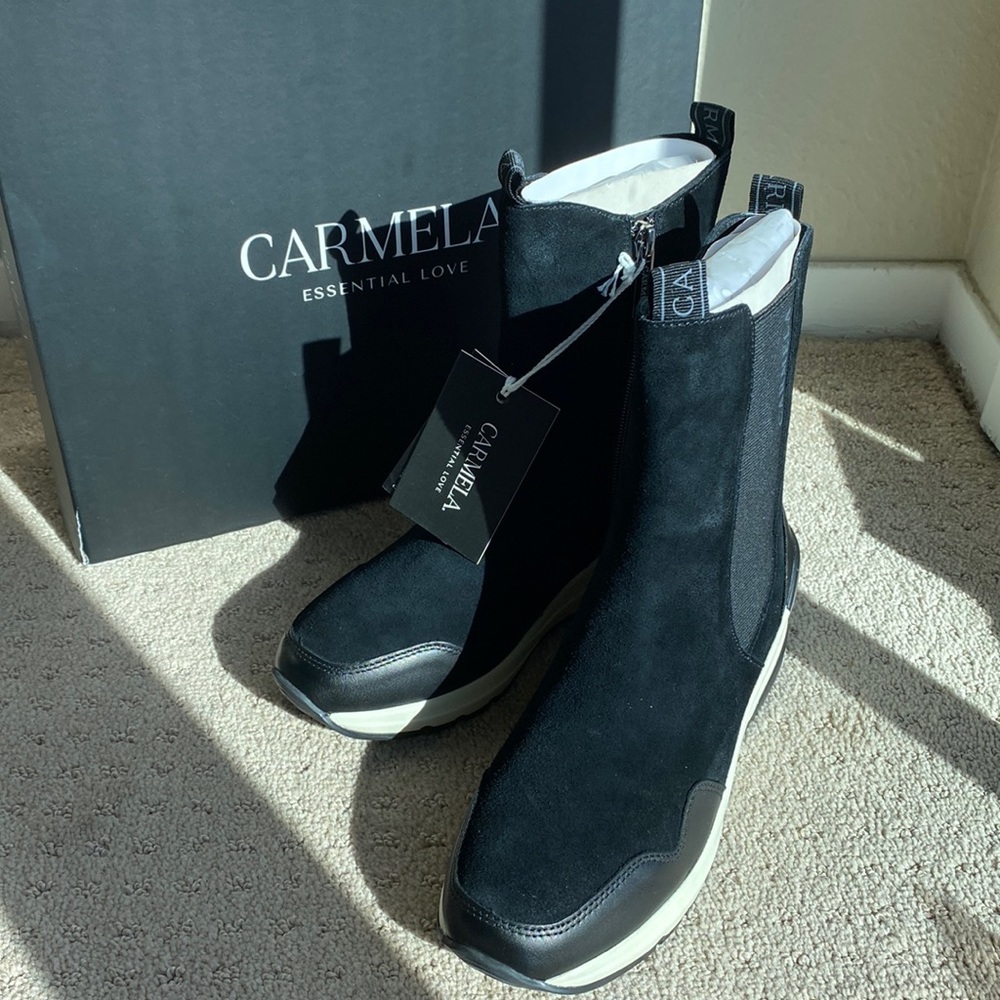 Carmela Black Suede Ankle Boots Size 36